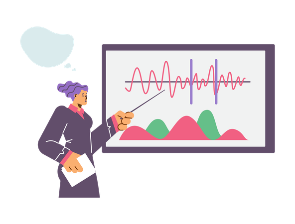 Business lady showing business presentation  Illustration