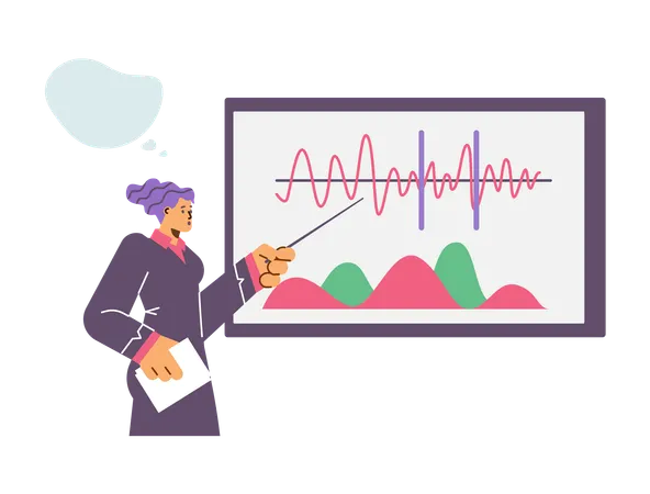 Business lady showing business presentation  Illustration