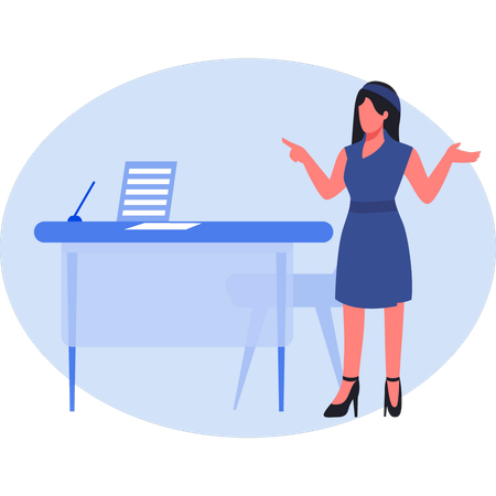 Business lady standing in office  Illustration