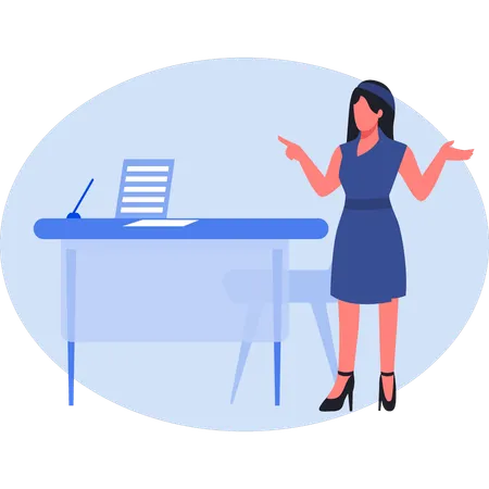 Business lady standing in office  Illustration