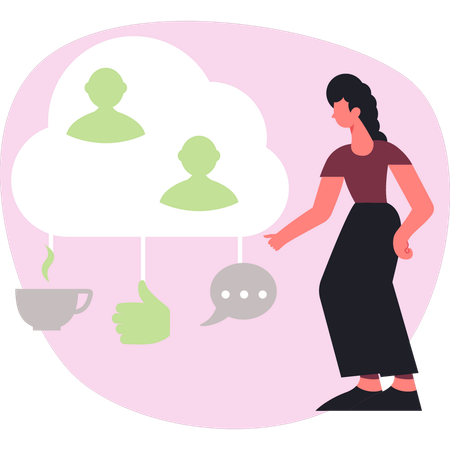 Business lady using cloud application  Illustration