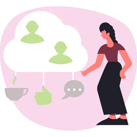 Business lady using cloud application  Illustration