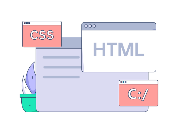 Business language used by coder  Illustration