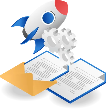 Rocket Launch Over E Mail Illustration