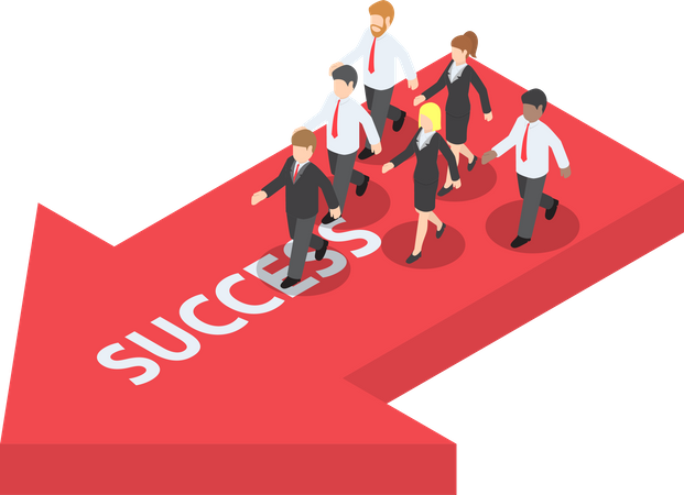 Business leader bring his team to success Illustration
