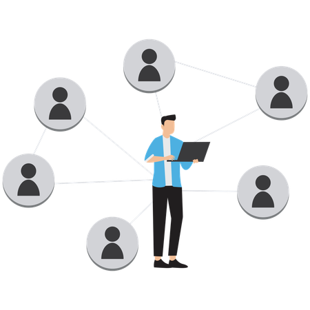 Business Leader Building Online Network  Illustration