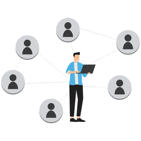 Business Leader Building Online Network  Illustration