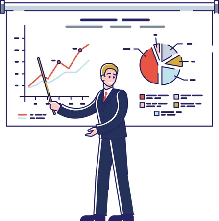 Business leader giving presentation Illustration