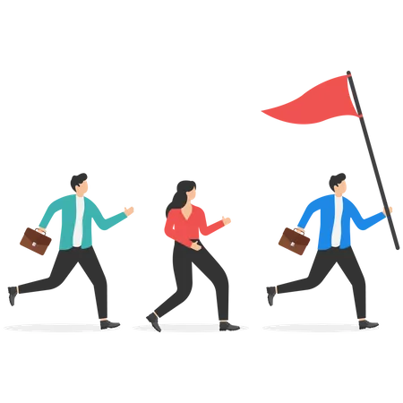 Business leader holding red flag  Illustration