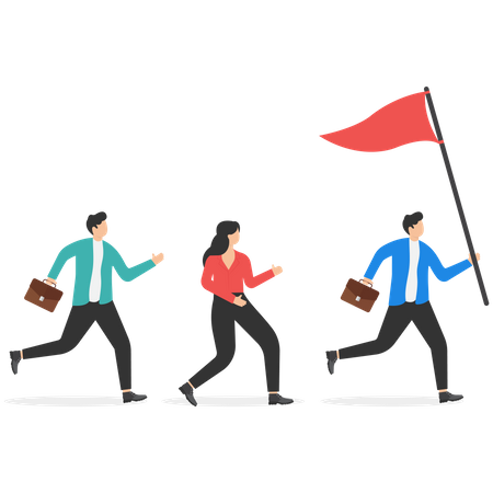 Business leader holding red flag  Illustration