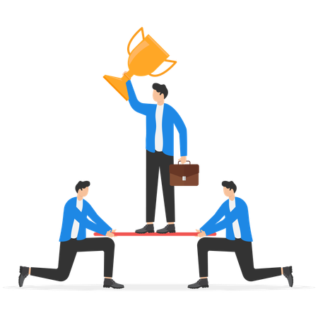 Business leader holding trophy  Illustration