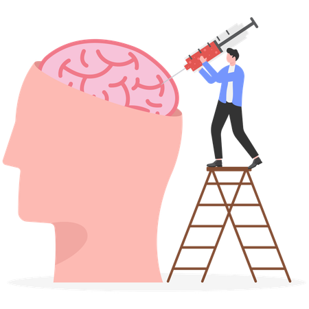 Business leader injecting brain  Illustration