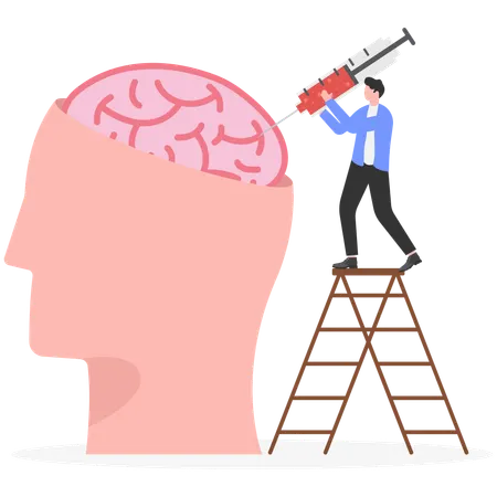 Business leader injecting brain  Illustration