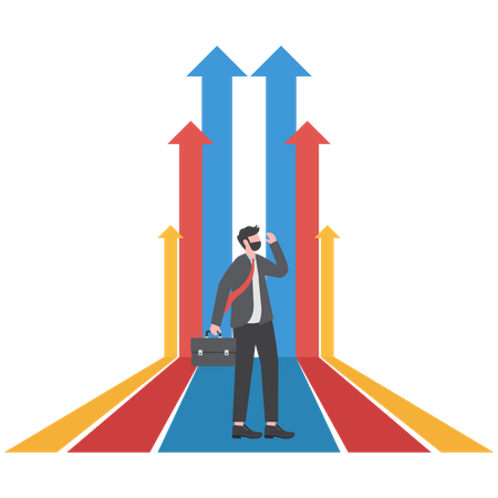 Business leader looked in an arrow direction  Illustration