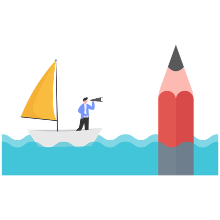 Business leader looking at business obstacles  Illustration