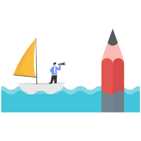 Business leader looking at business obstacles  Illustration