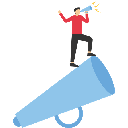 Business leader on the megaphone to give orders  Illustration