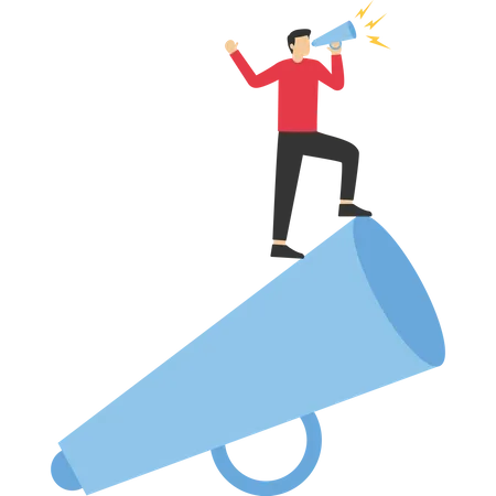 Business leader on the megaphone to give orders  Illustration