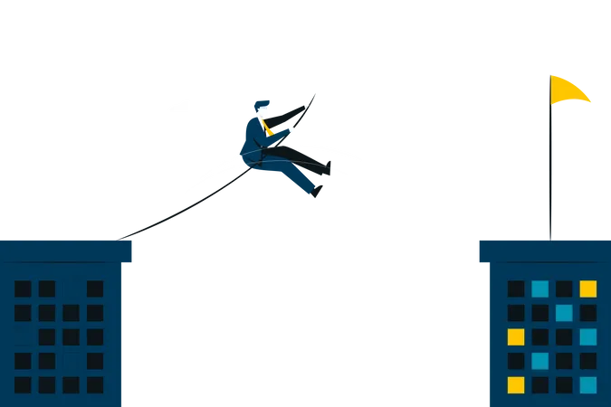 Business leader overcome business obstacles Illustration