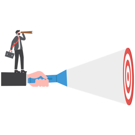 Business leader pointing flashlight to target  Illustration