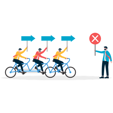 Business leader say wrong way  Illustration