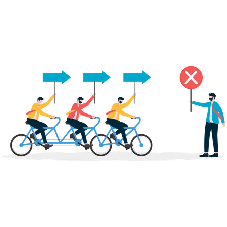 Business leader say wrong way  Illustration