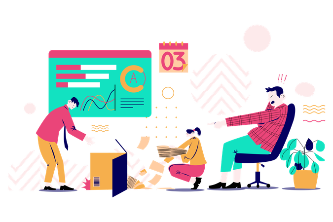 Business leader shouting on employees  Illustration