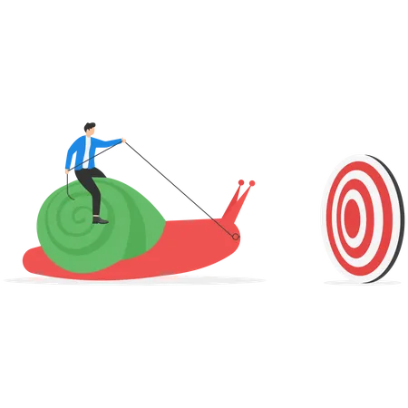 Business leader snail with employee to target for success  Illustration