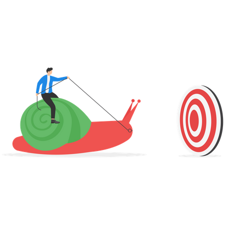 Business leader snail with employee to target for success  Illustration