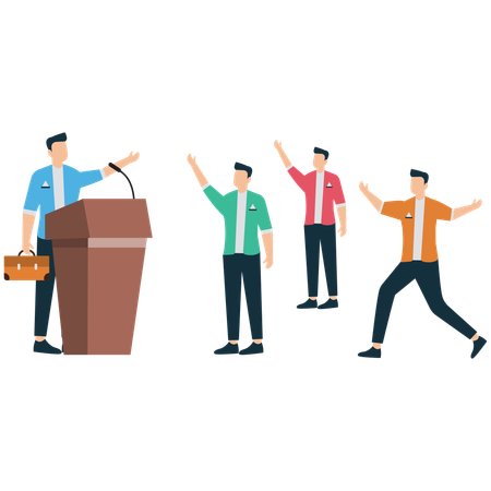 Business leader speaking at podium  Illustration