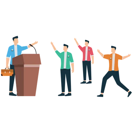 Business leader speaking at podium  Illustration