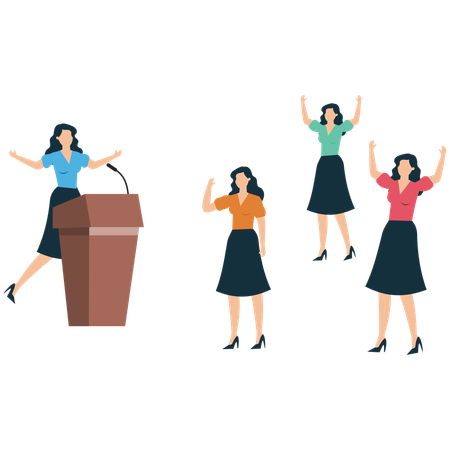 Business leader speaking at podium  Illustration