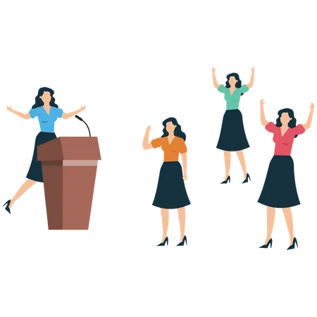 Business leader speaking at podium  Illustration