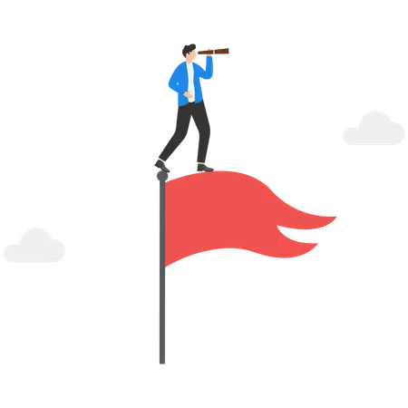 Business Leader stand on the flag of success  Illustration