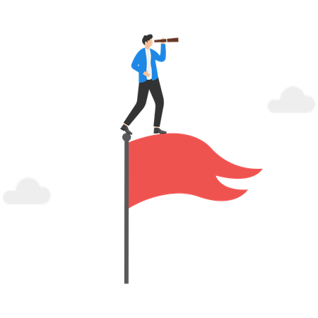 Business Leader stand on the flag of success  Illustration