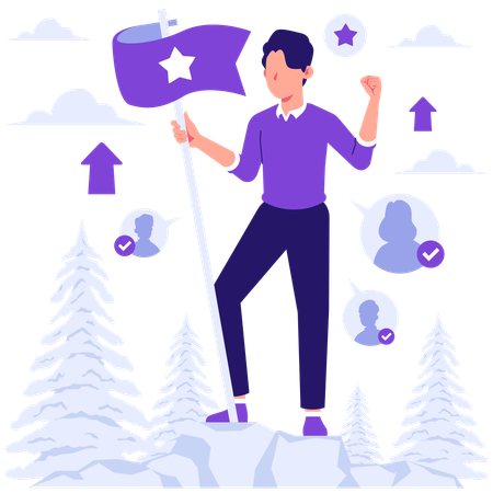 Business leader standing with flag  Illustration