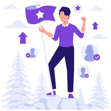 Business leader standing with flag  Illustration