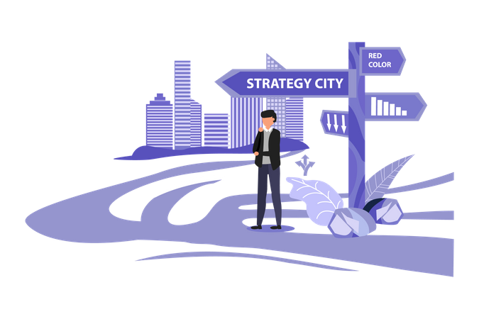 Business Leader Thinking Business Strategy Illustration