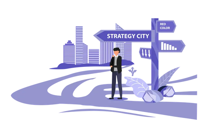 Business Leader Thinking Business Strategy Illustration