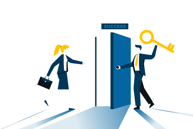 Business leader with success key Illustration