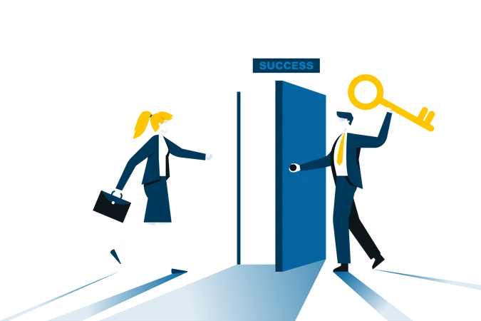 Business leader with success key Illustration