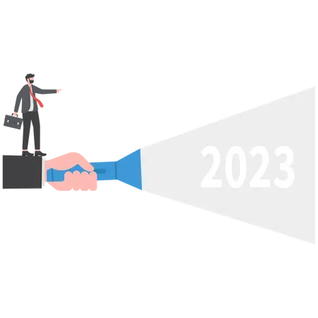 Business Leaders Point To 2023 Goals Happy New Year Illustration