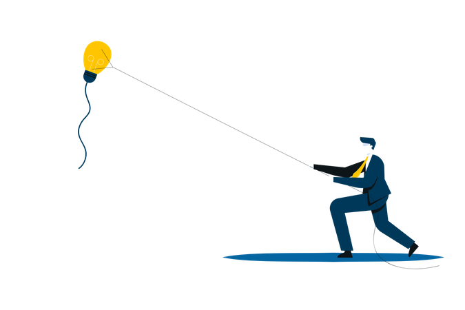 Business leaders use new ideas to lead the organization to overcome business obstacles to success.  Illustration