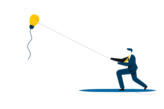 Business leaders use new ideas to lead the organization to overcome business obstacles to success. Illustration