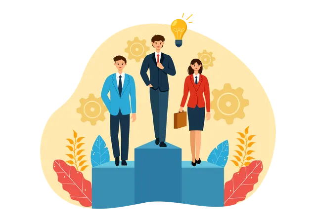 Business Leadership Vector Illustration With A Businessman Leader Helping The Team Develop Themselves To Achieve Success In A Flat Cartoon Background Illustration