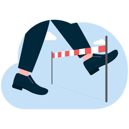 Business legs jumping over hurdle  Illustration