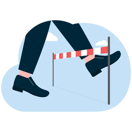 Business legs jumping over hurdle  Illustration