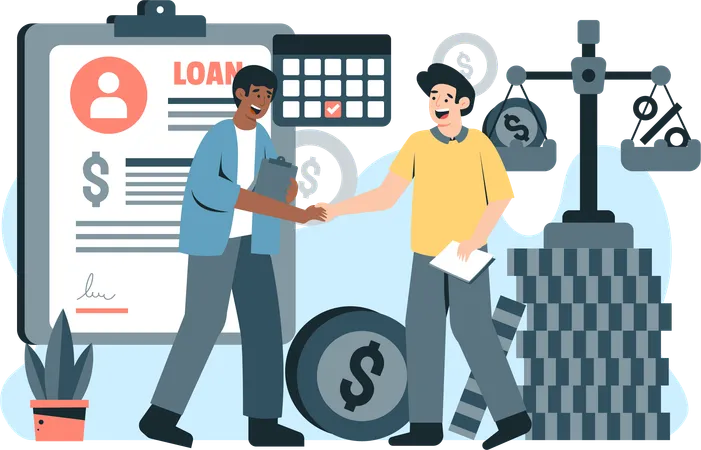 This Is An Illustration Of Someone Taking A Soft Loan For A Financial Plan For A Business Or Financial Investment Perfect For Web Design Posters And Campaigns This User Friendly And Fully Editable Graphic Is A Tool For Taking A Soft Loan For Financial Plans For Entrepreneurs Or Individuals Illustration