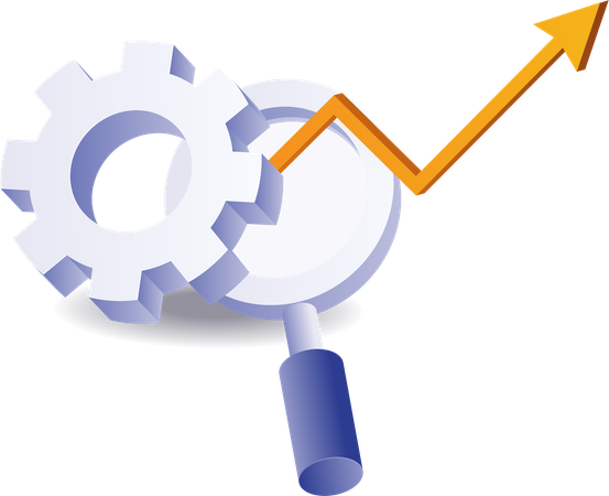 Business magnifying glass with automatic gear  Illustration