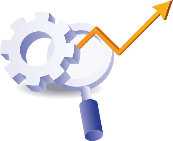 Business magnifying glass with automatic gear  Illustration